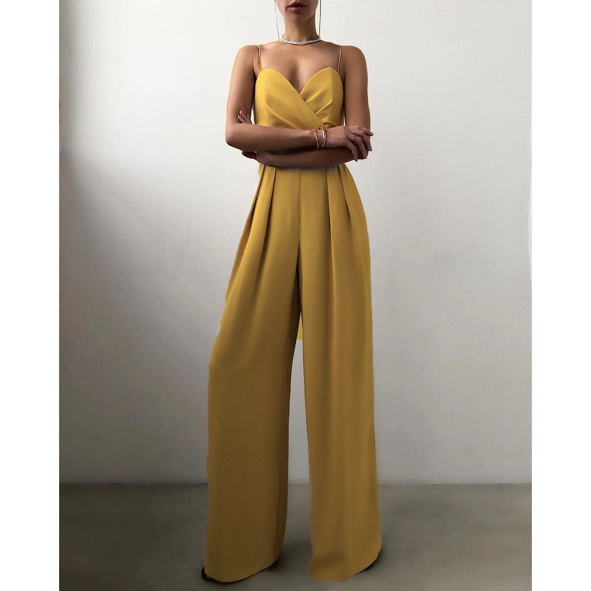 Black Jumpsuit Women Elegant Wide Leg Overall Casual Chic 6