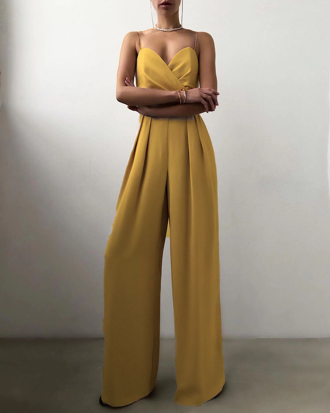 Black Jumpsuit Women Elegant Wide Leg Overall Casual Chic 6
