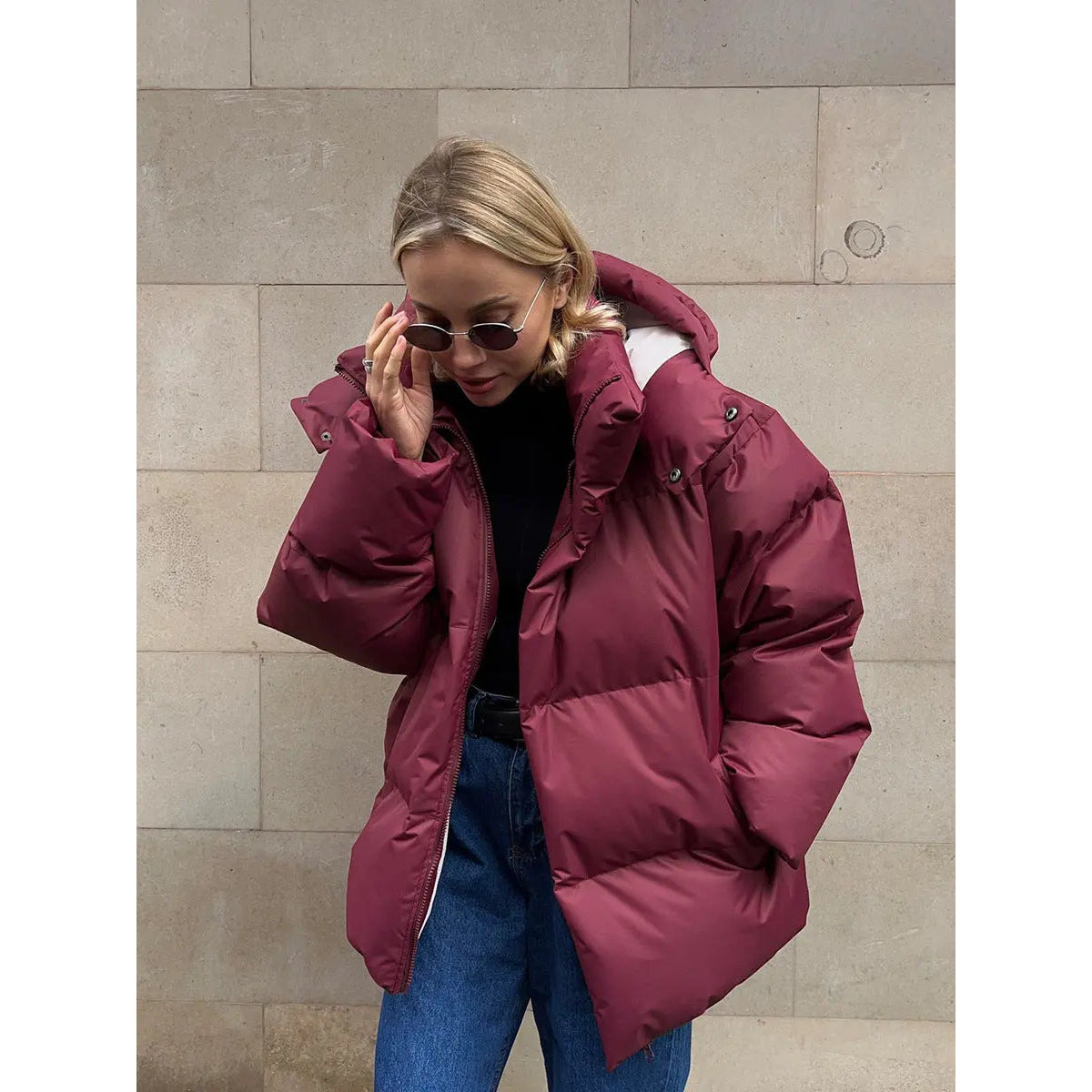 Black Puffer Jacket Women Chic Design Winter Coat for Warmth 5