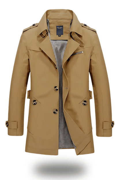 Black Trench Coat Women Classic Elegance Folded Collar Winter Outerwear 1