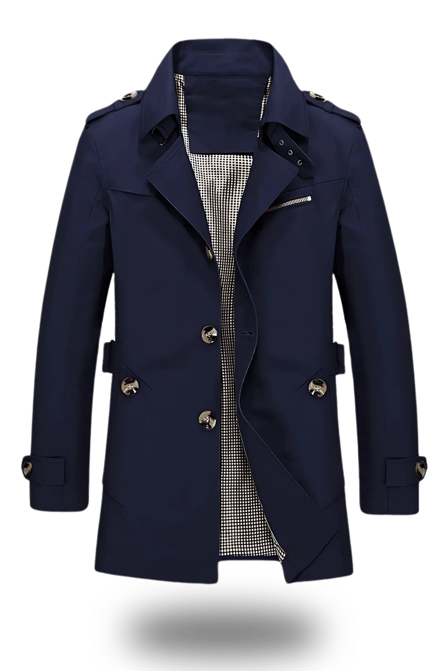 Black Trench Coat Women Classic Elegance Folded Collar Winter Outerwear 3
