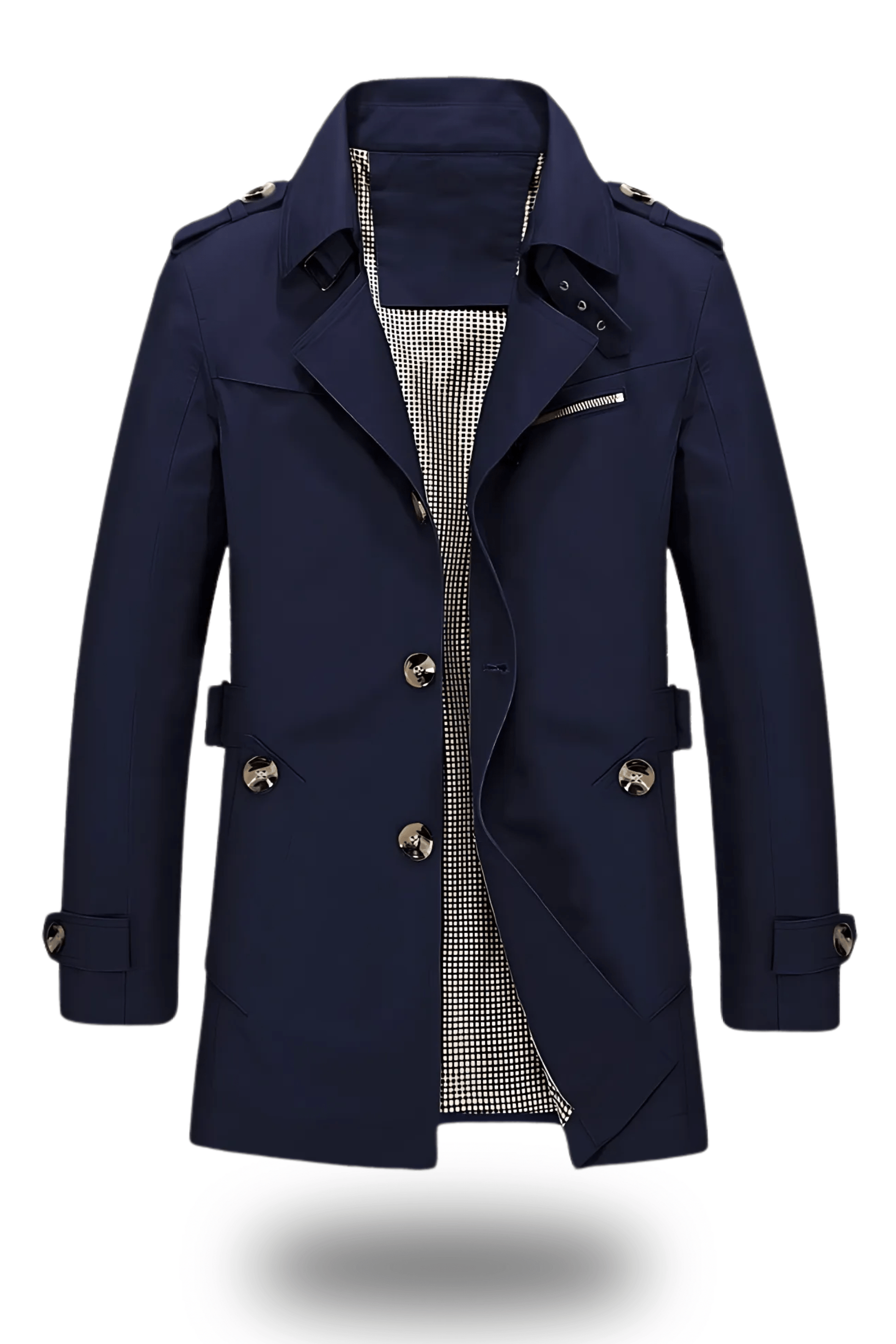 Black Trench Coat Women Classic Elegance Folded Collar Winter Outerwear 3