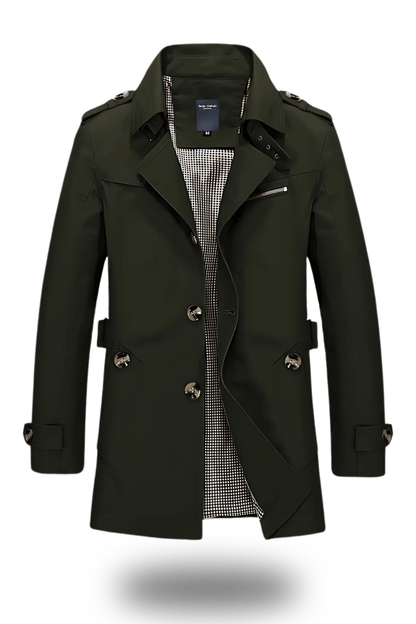 Black Trench Coat Women Classic Elegance Folded Collar Winter Outerwear 4