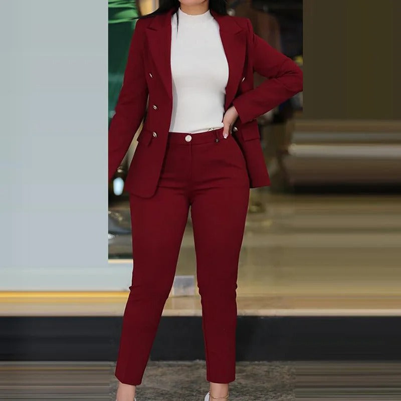 Blazer Set for Women Tailored Chic Professional Look with Matching Pants 0