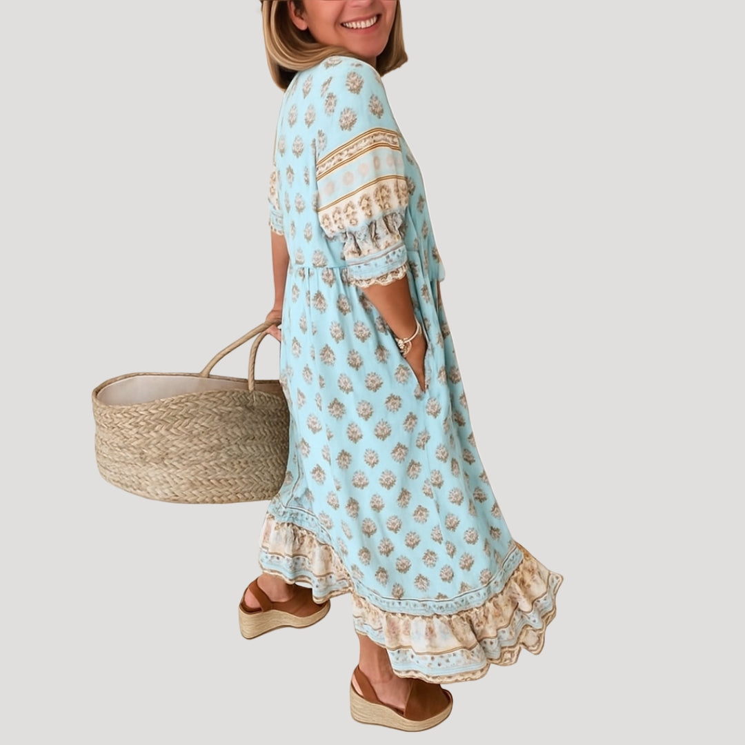 Boho Midi Dress Women Summer Casual Lightweight with Pockets 1