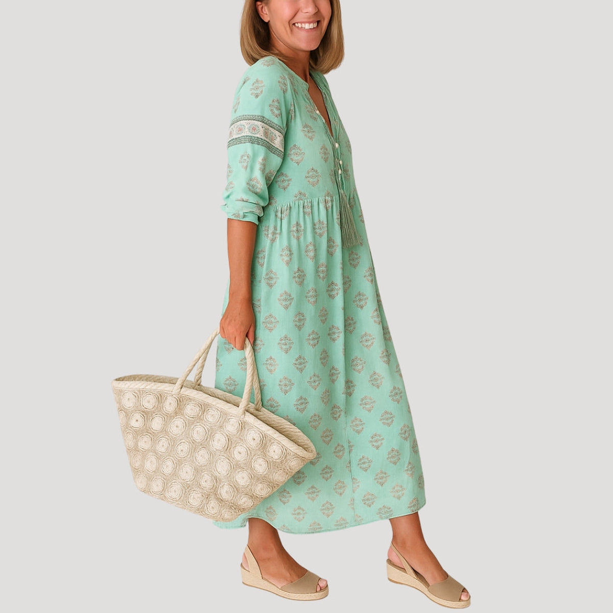 Boho Midi Dress Women Summer Casual Lightweight with Pockets 3
