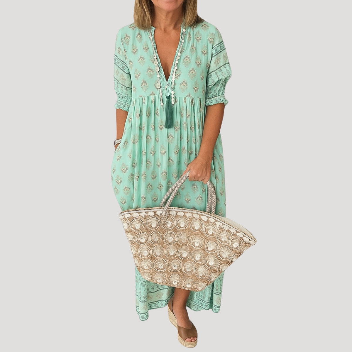Boho Midi Dress Women Summer Casual Lightweight with Pockets 4