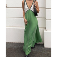 Bold Contrast Maxi Dress V-Neck Elegant Chic Style for Women 5