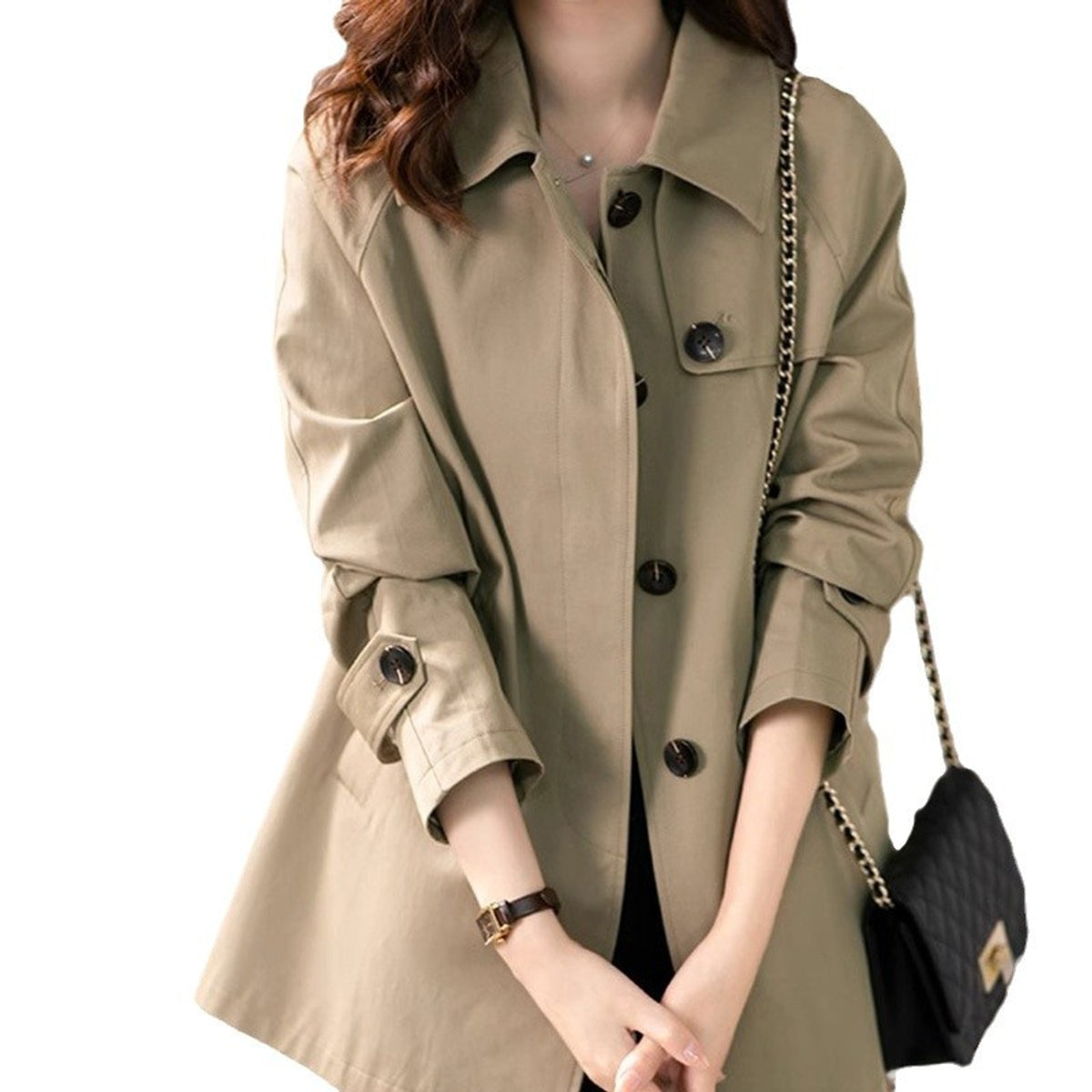 Jacke für Damen mit Knopfleiste vorne, floralem Futter und Taschen