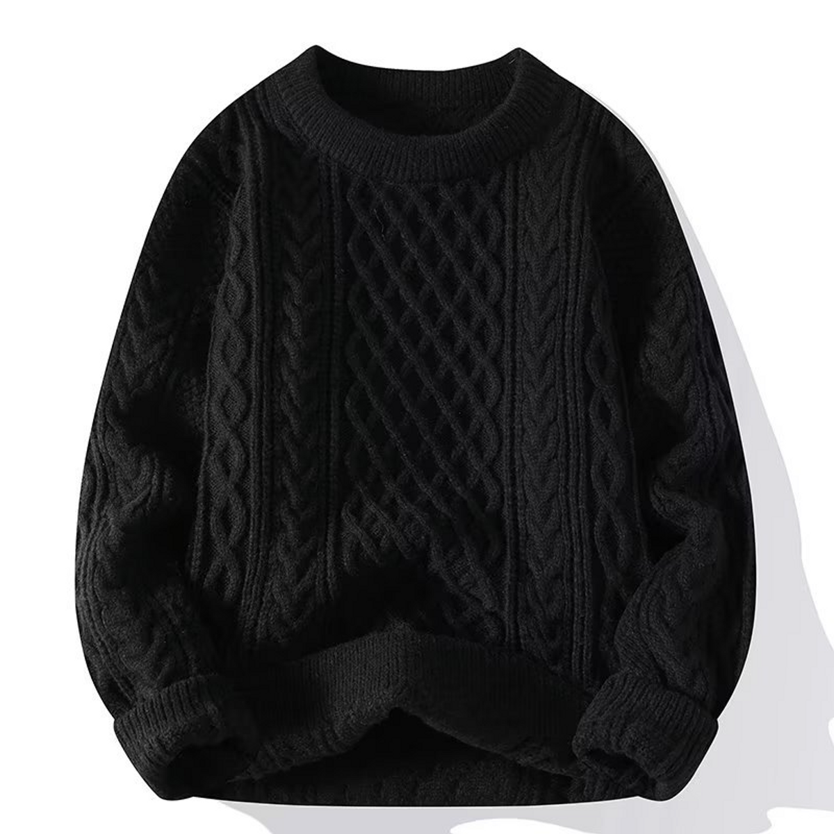 Cable Knit Sweater Women Cream Chunky Fisherman Crew Neck Casual 1