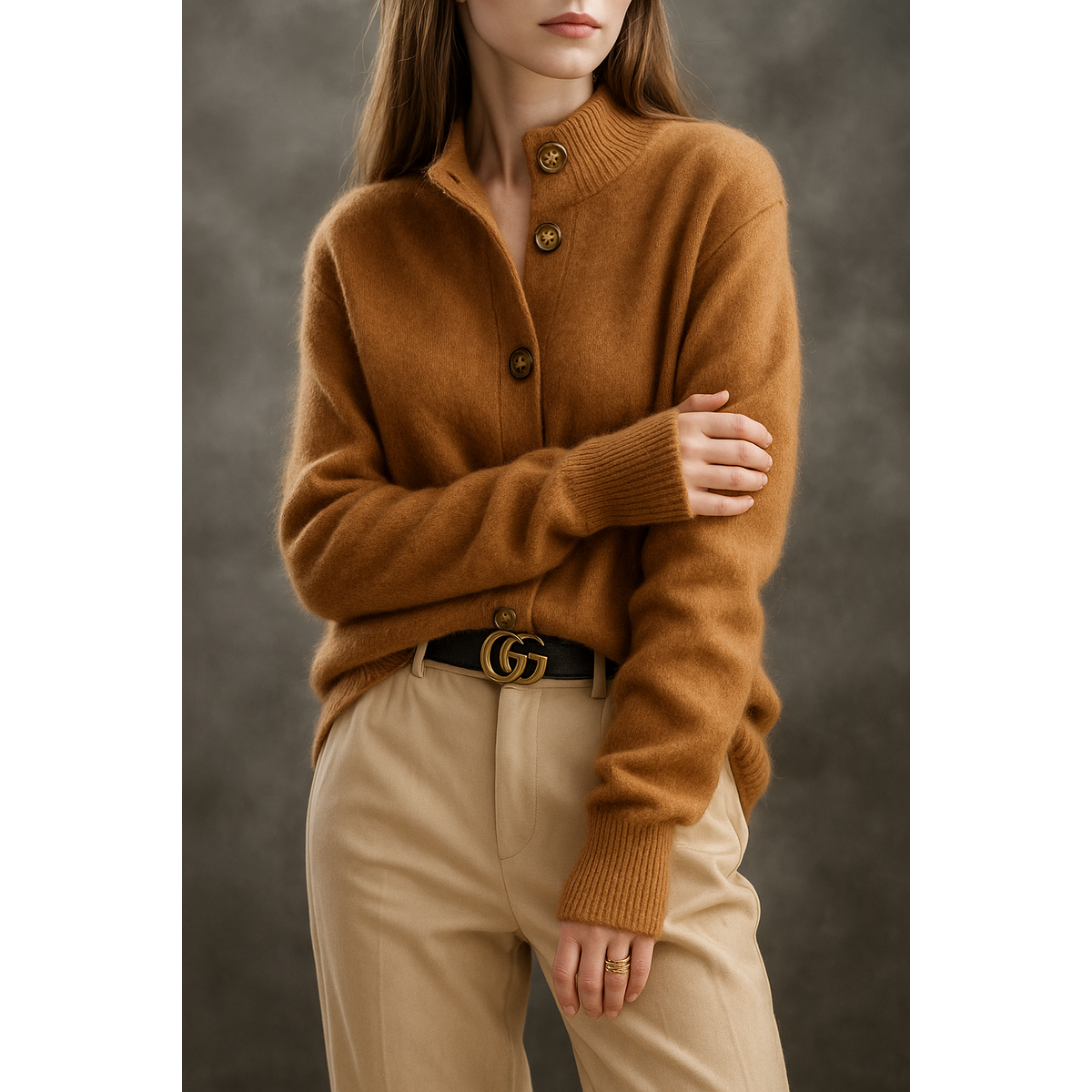 Cashmere Cardigan Women Bold Button Design Warm Layering Piece 0
