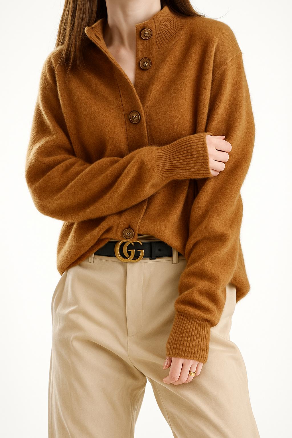 Cashmere Cardigan Women Bold Button Design Warm Layering Piece 1