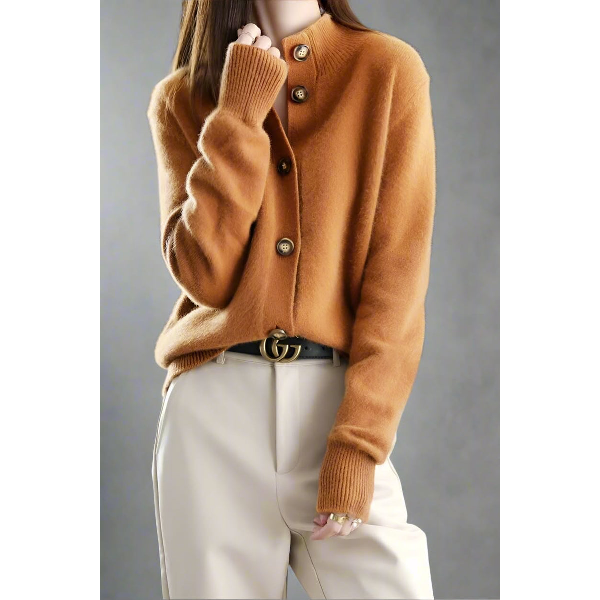 Cashmere Cardigan Women Bold Button Design Warm Layering Piece 2