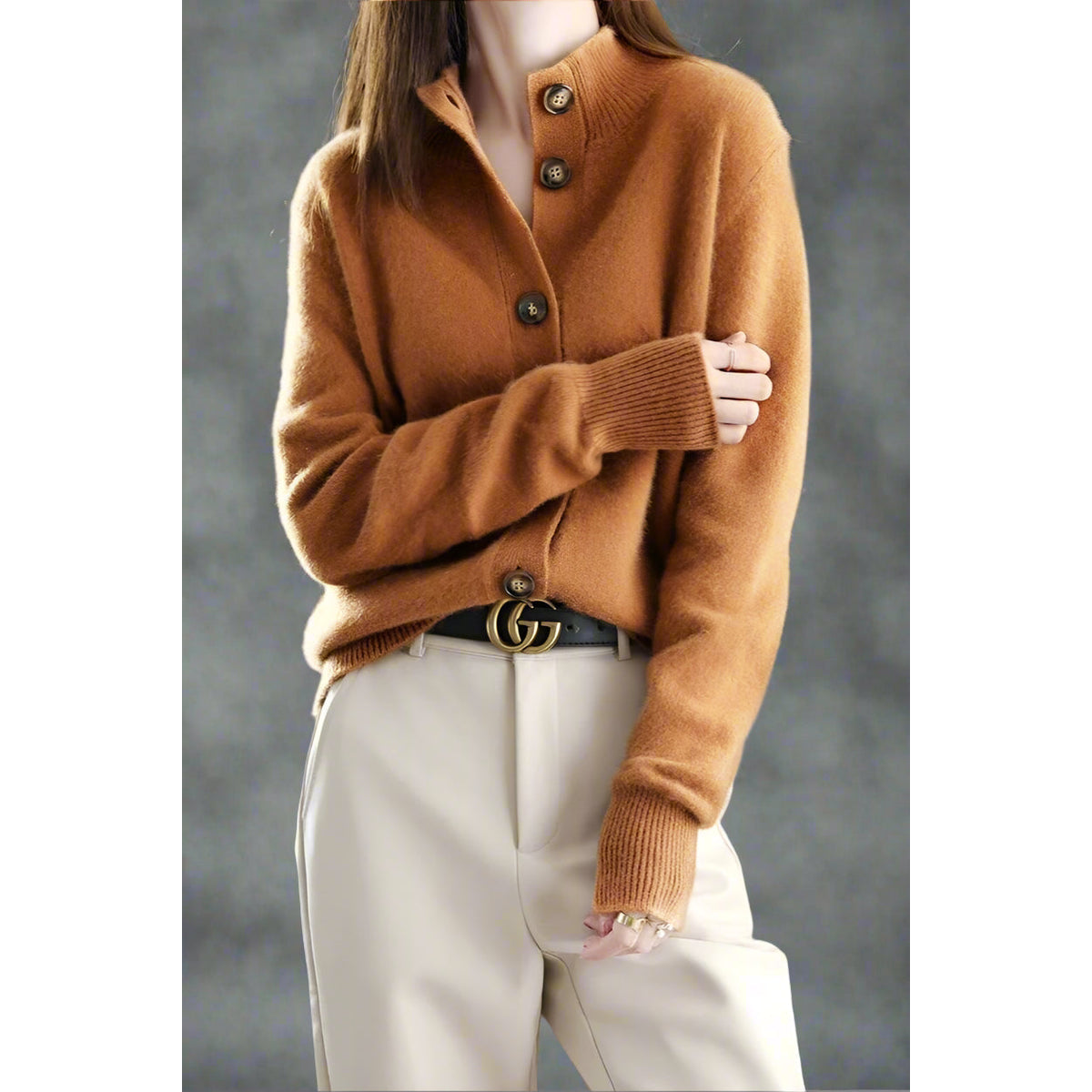 Cashmere Cardigan Women Bold Button Design Warm Layering Piece 3
