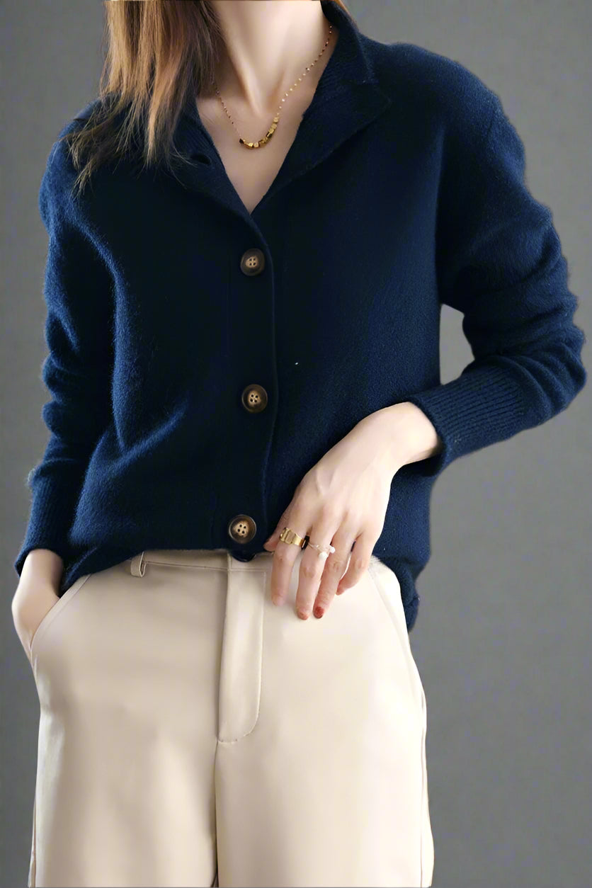 Cashmere Cardigan Women Bold Button Design Warm Layering Piece 6