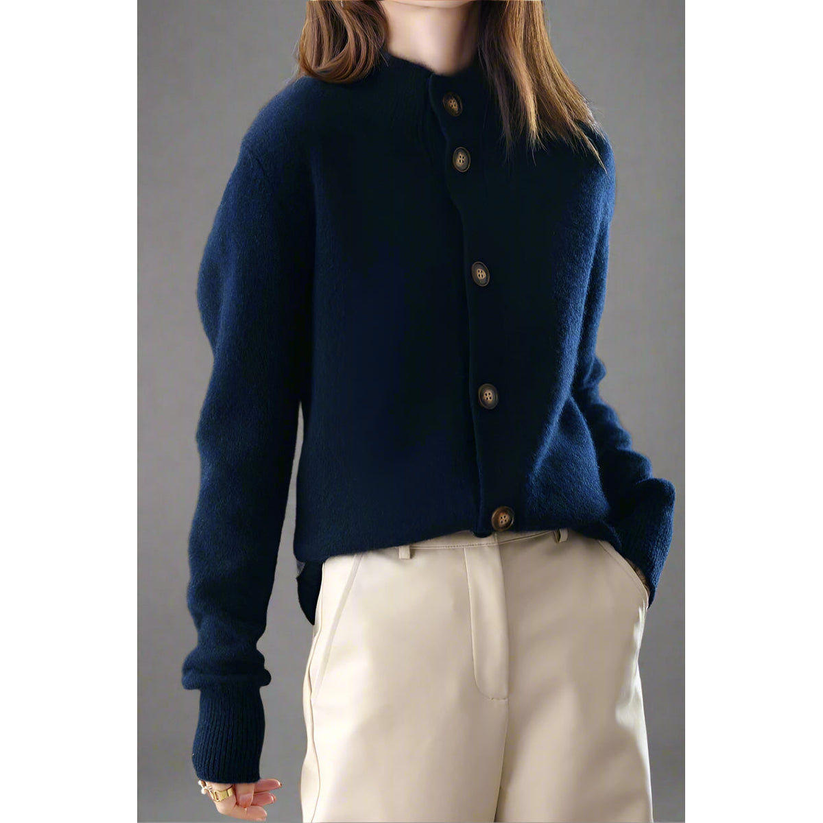 Cashmere Cardigan Women Bold Button Design Warm Layering Piece 8