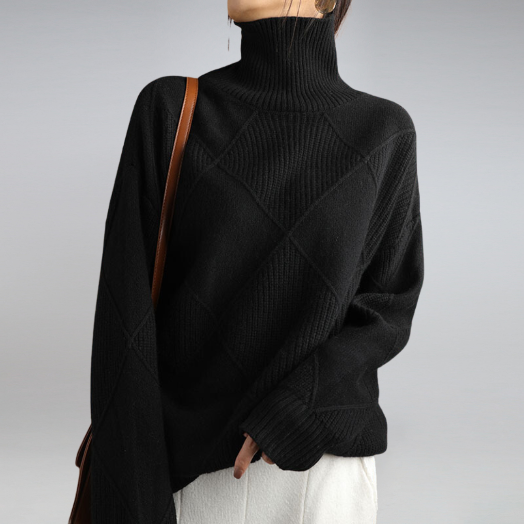 Cashmere Sweater Women Black Turtleneck Elegant Chic Soft 4