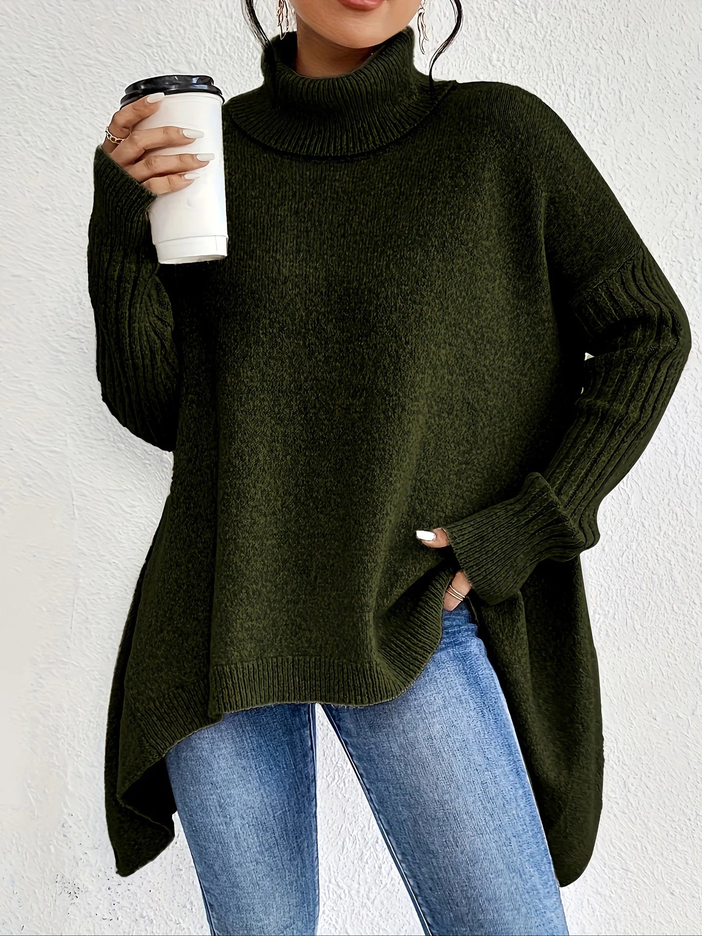 Cashmere Sweater Women Black Turtleneck Oversized Winter Comfort 0
