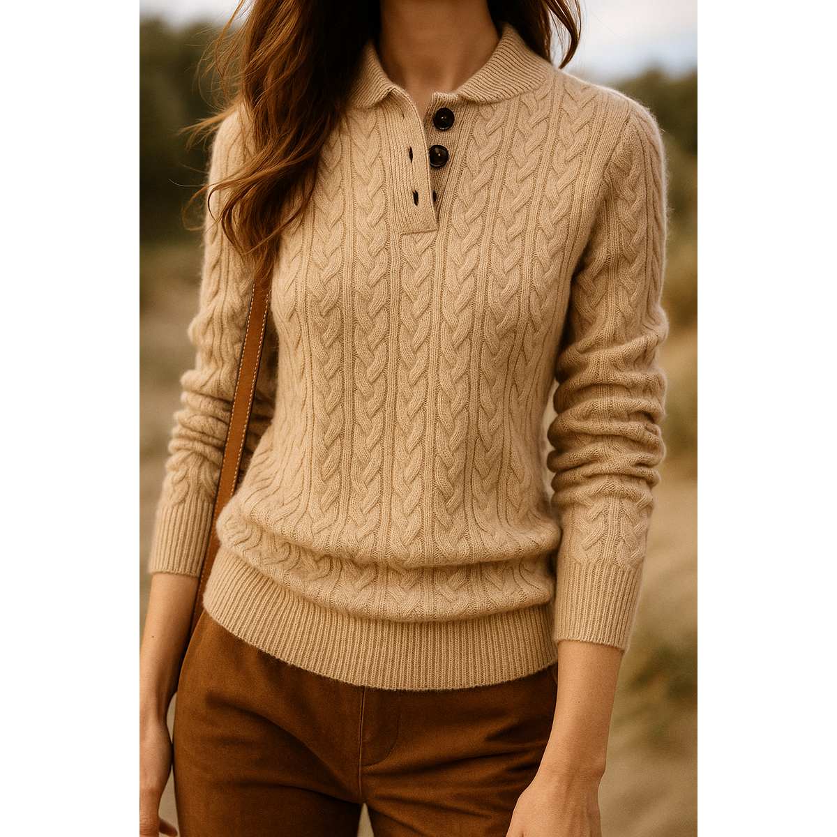 Cashmere Sweater Women Cable-Knit Button-Up Cozy Chic Warmth 7