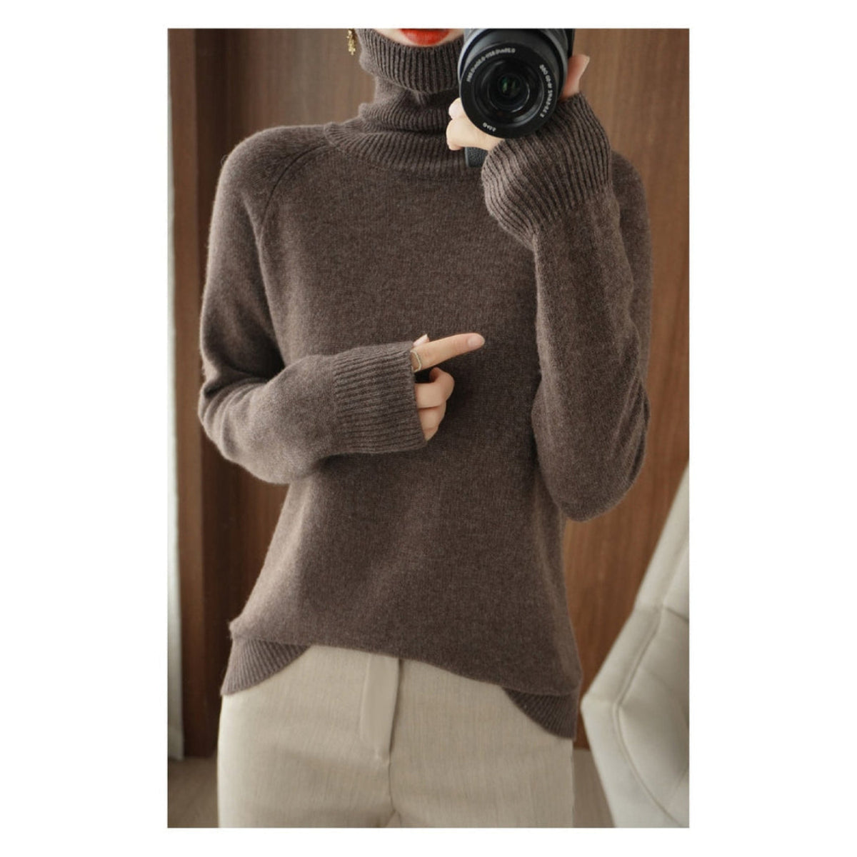 Cashmere Sweater Women Elegant Turtleneck for Fall and Winter Comfort 0