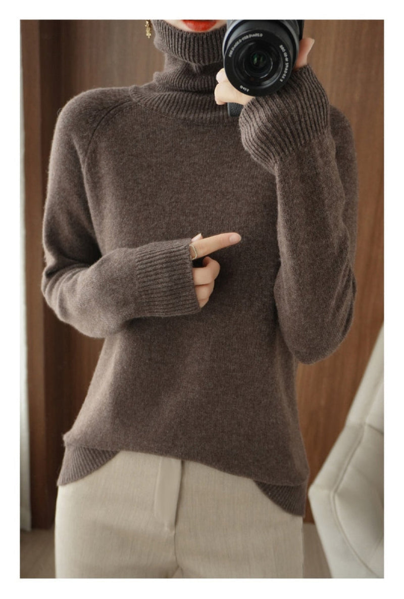 Cashmere Sweater Women Elegant Turtleneck for Fall and Winter Comfort 0