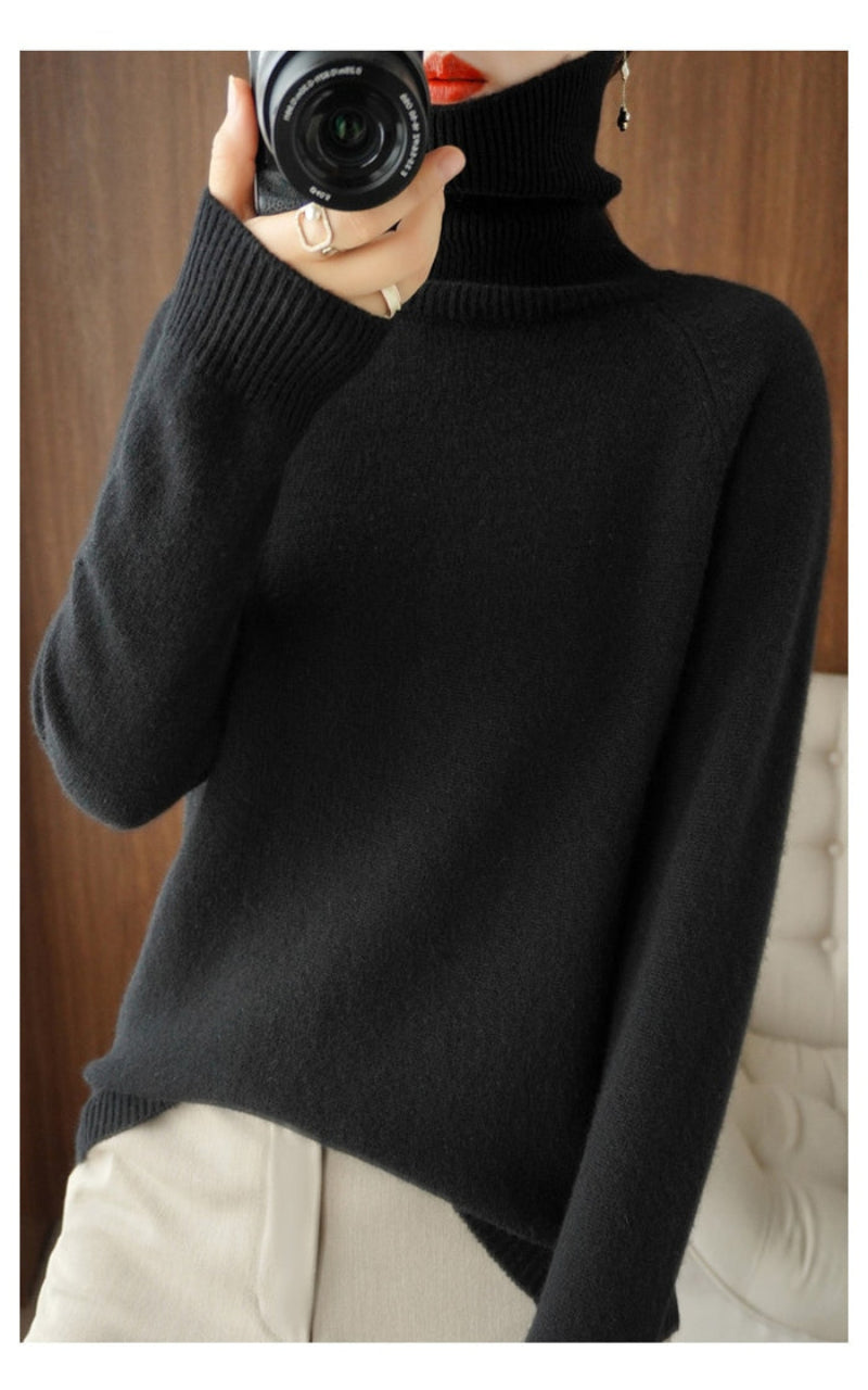 Cashmere Sweater Women Elegant Turtleneck for Fall and Winter Comfort 2