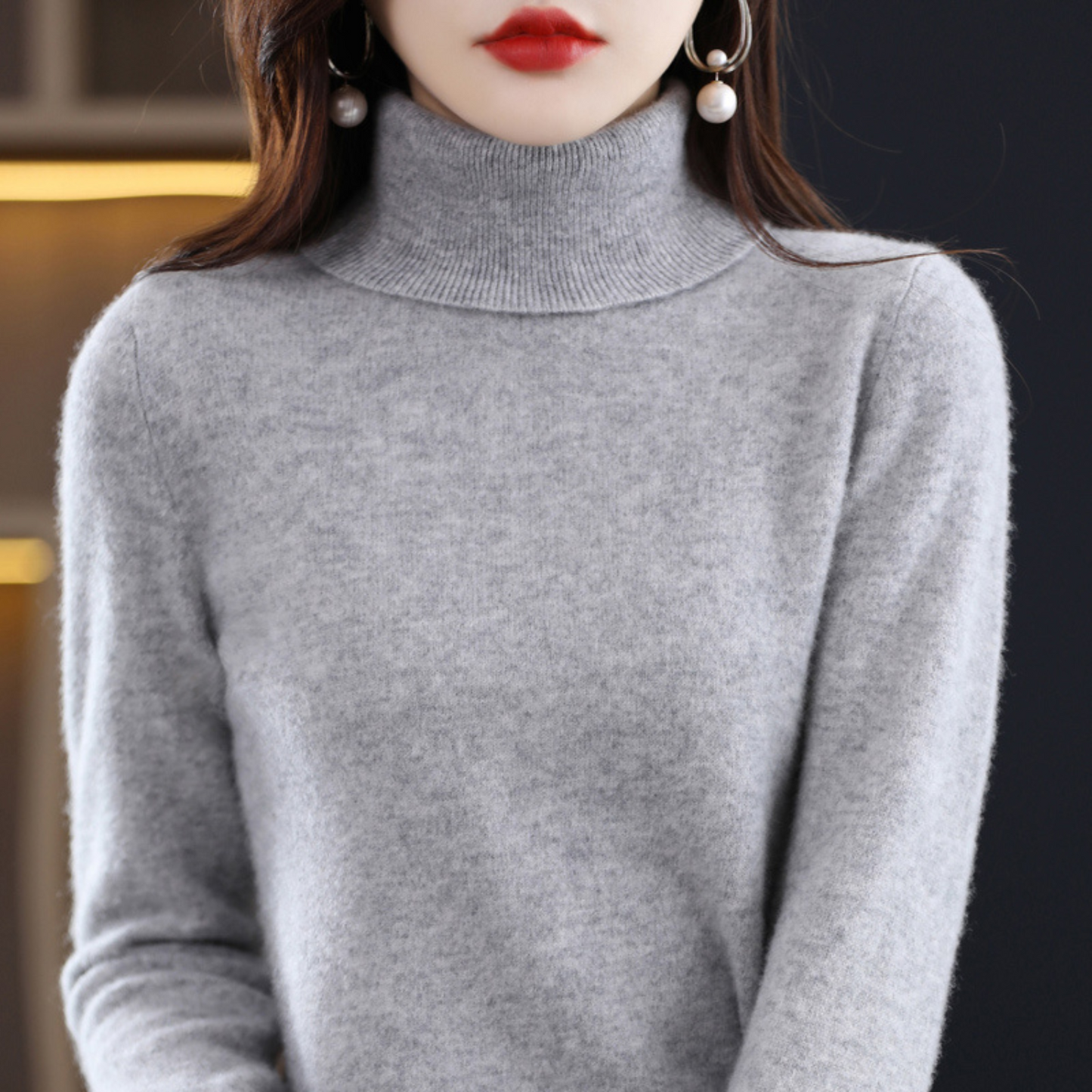Cashmere Turtleneck Sweater Women Elegant Luxury Winter Style 12