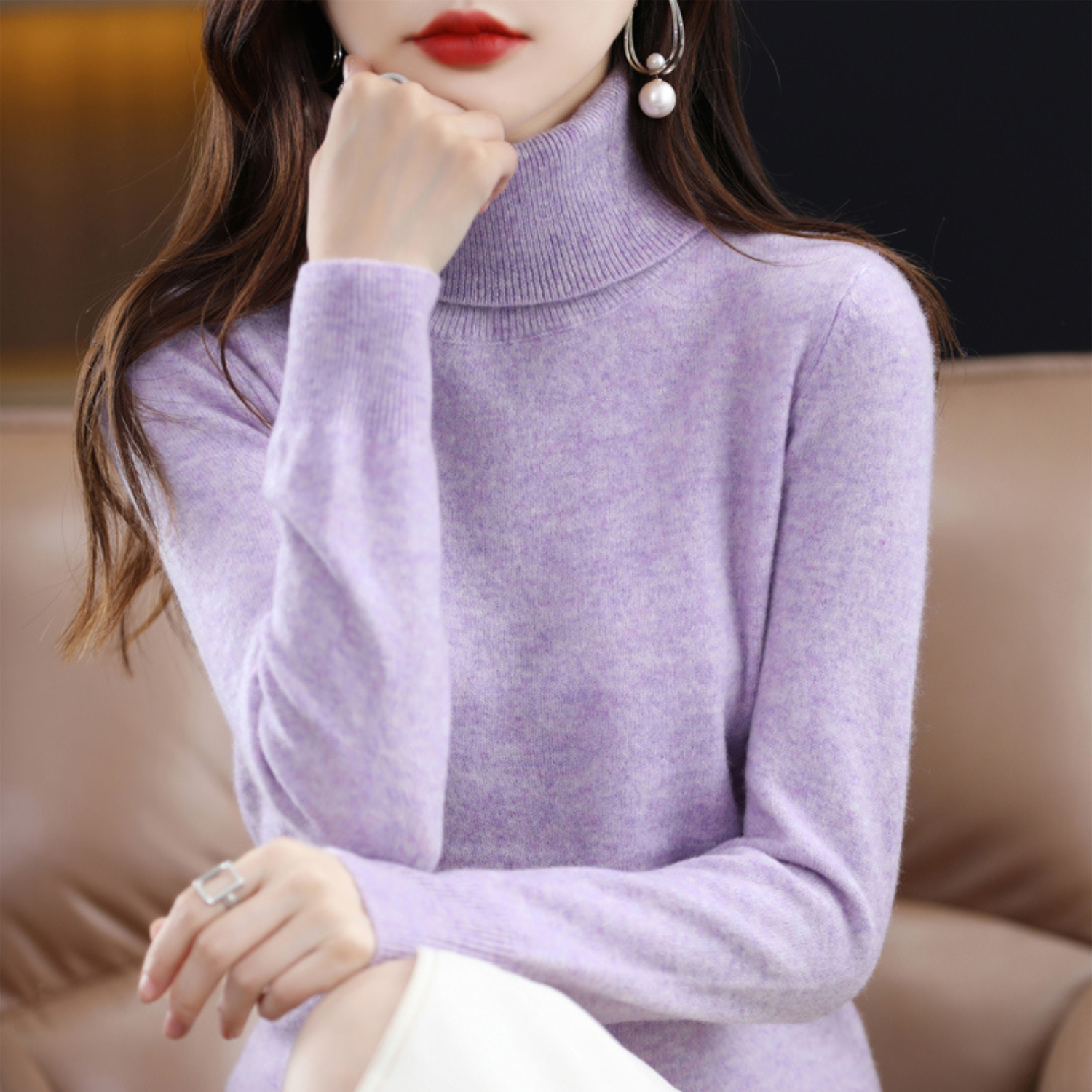 Cashmere Turtleneck Sweater Women Elegant Luxury Winter Style 4