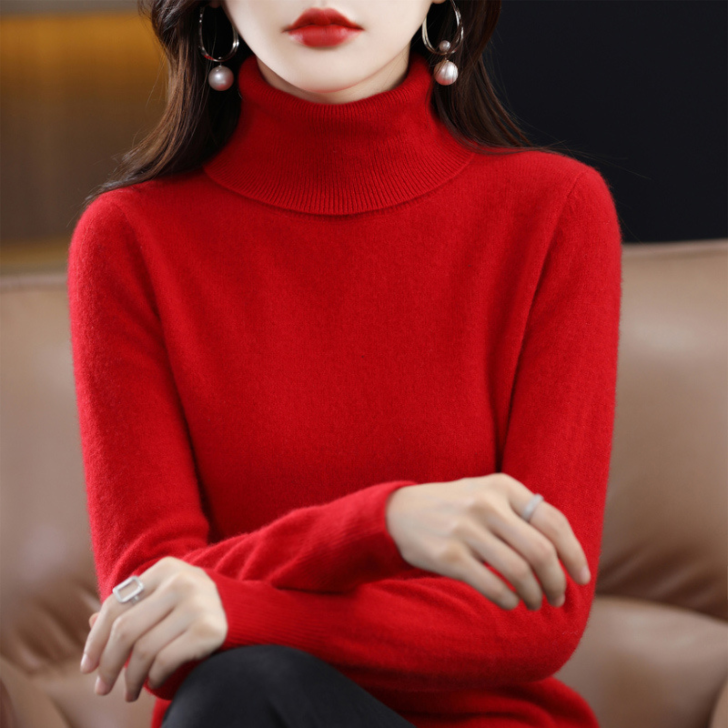 Cashmere Turtleneck Sweater Women Elegant Luxury Winter Style 7