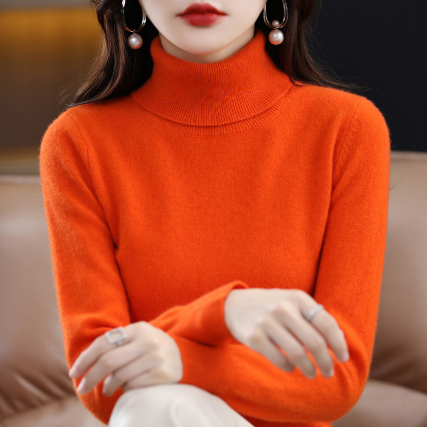 Cashmere Turtleneck Sweater Women Elegant Luxury Winter Style 8