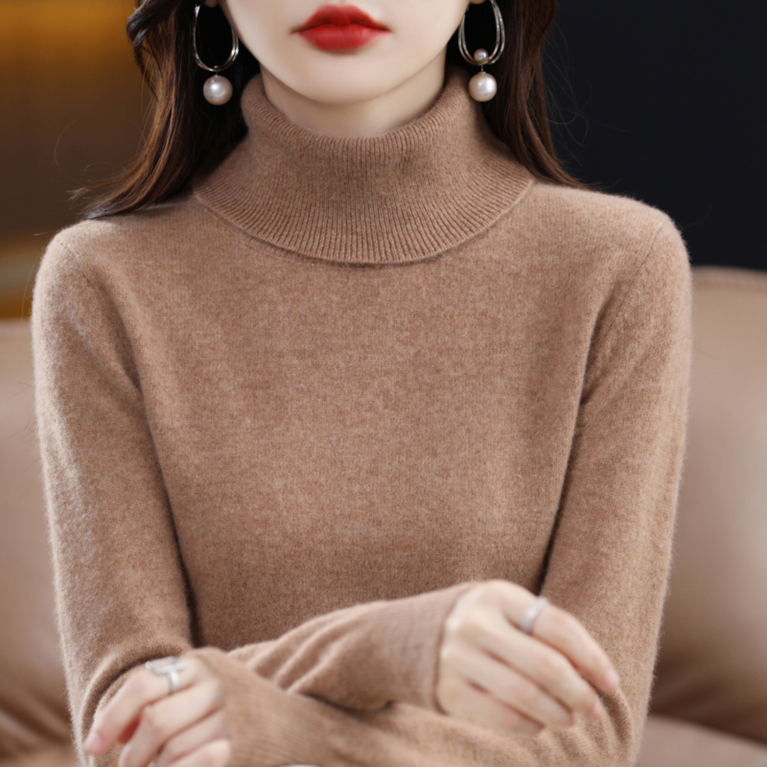 Cashmere Turtleneck Sweater Women Elegant Luxury Winter Style 9