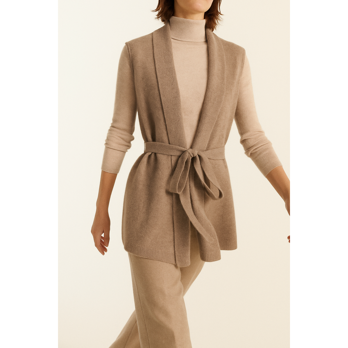 Cashmere Vest Women Refined Waist Tie Cozy Layering Piece 0
