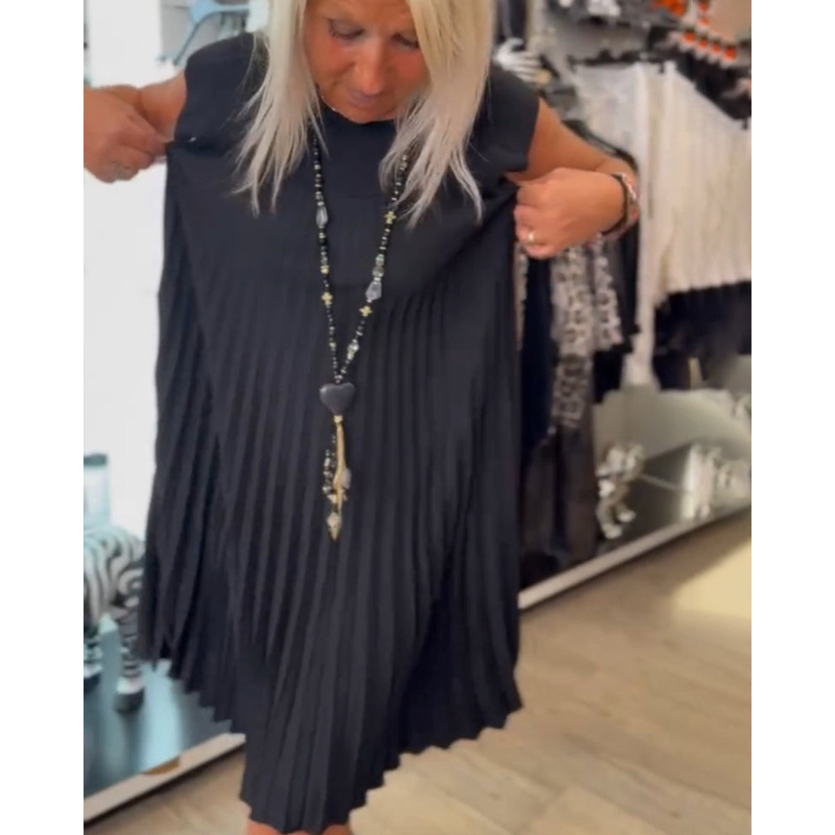 Casual A-Line Dress Women Round Neck Solid Color Summer Style 2