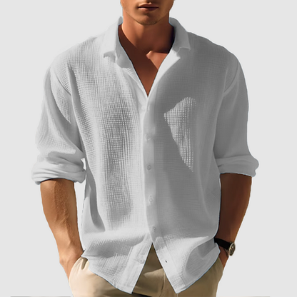 Casual Button Down Shirt Men Summer Versatile Style Long Sleeve 4