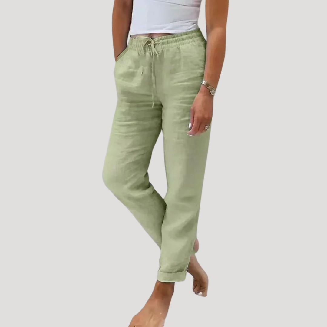 Casual Cotton Trousers Women Lightweight Summer Drawstring Chic 0