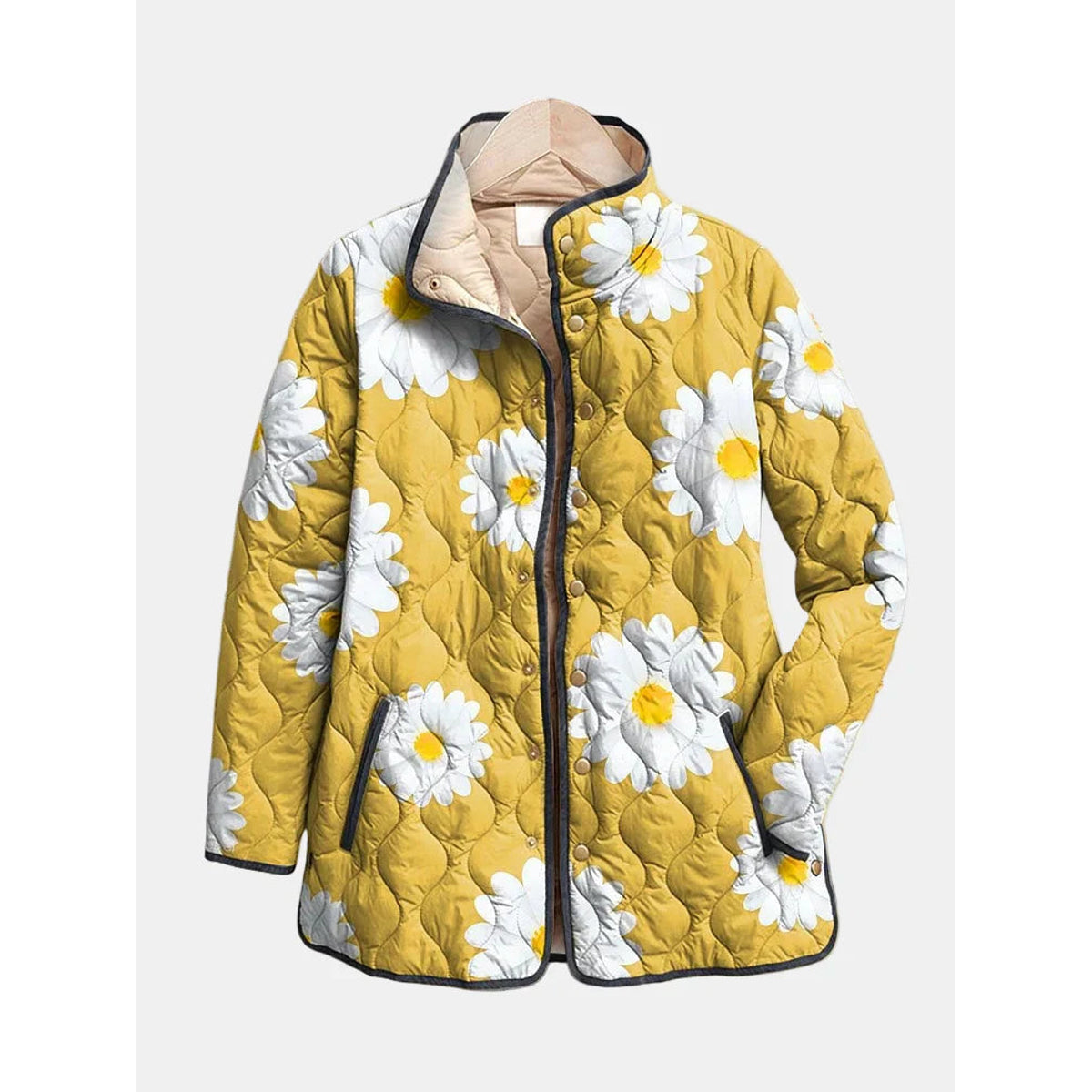 Charming Daisy Pattern Jacket Lightweight Insulated Design Casual Outerwear 0