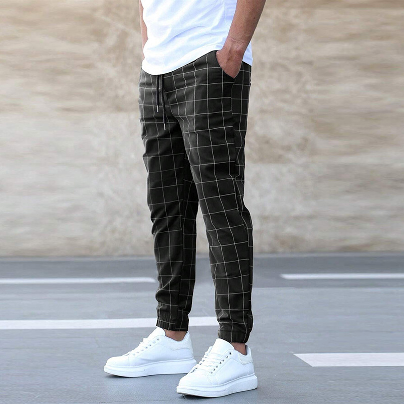 Checkered Jogging Trousers Men Comfortable Casual Pants Stylish Fit 0