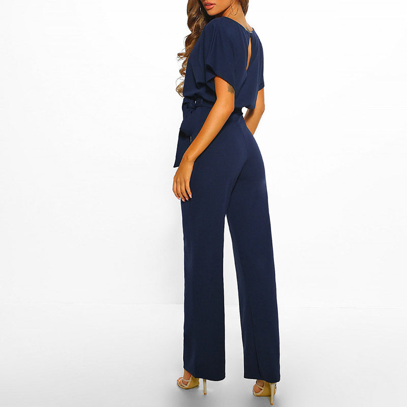 Chic Dark Blue Jumpsuit Women Elegant Comfort Fit for Parties 1