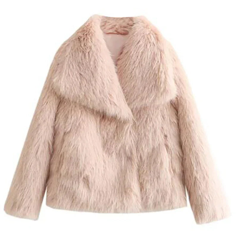 Chic Faux Fur Winter Jacket Women Elegant Cropped Design Stylish Warmth 7
