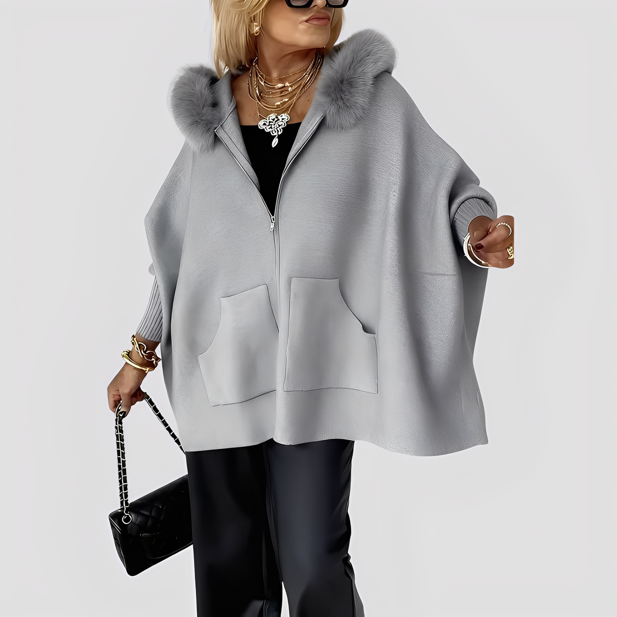 Chic Women's Faux Fur Coat with Hood Elegant Winter Style 4