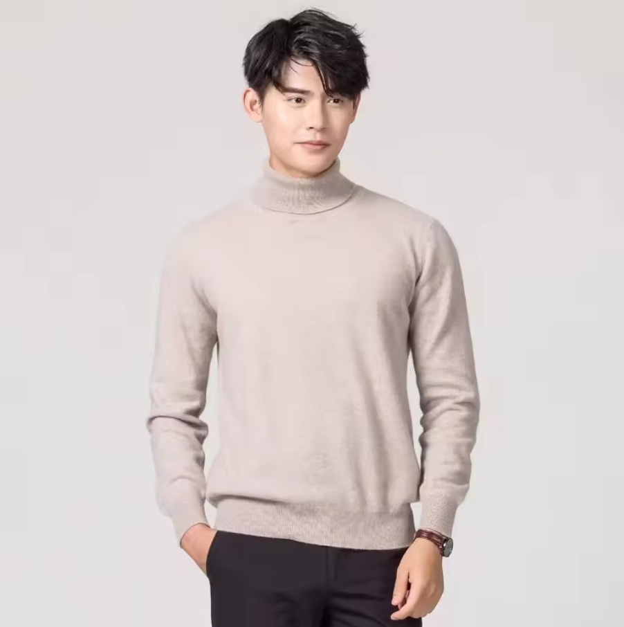 Classic Turtleneck Sweater Men Soft Virgin Wool Timeless Design 0