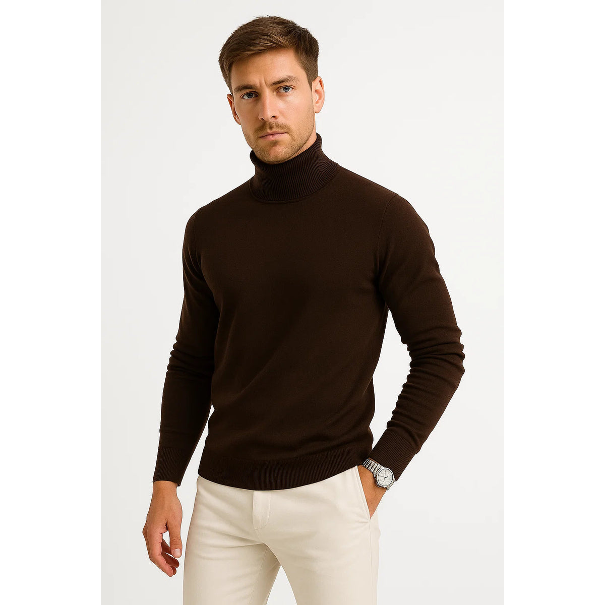 Classic Turtleneck Sweater Men Soft Virgin Wool Timeless Design 3