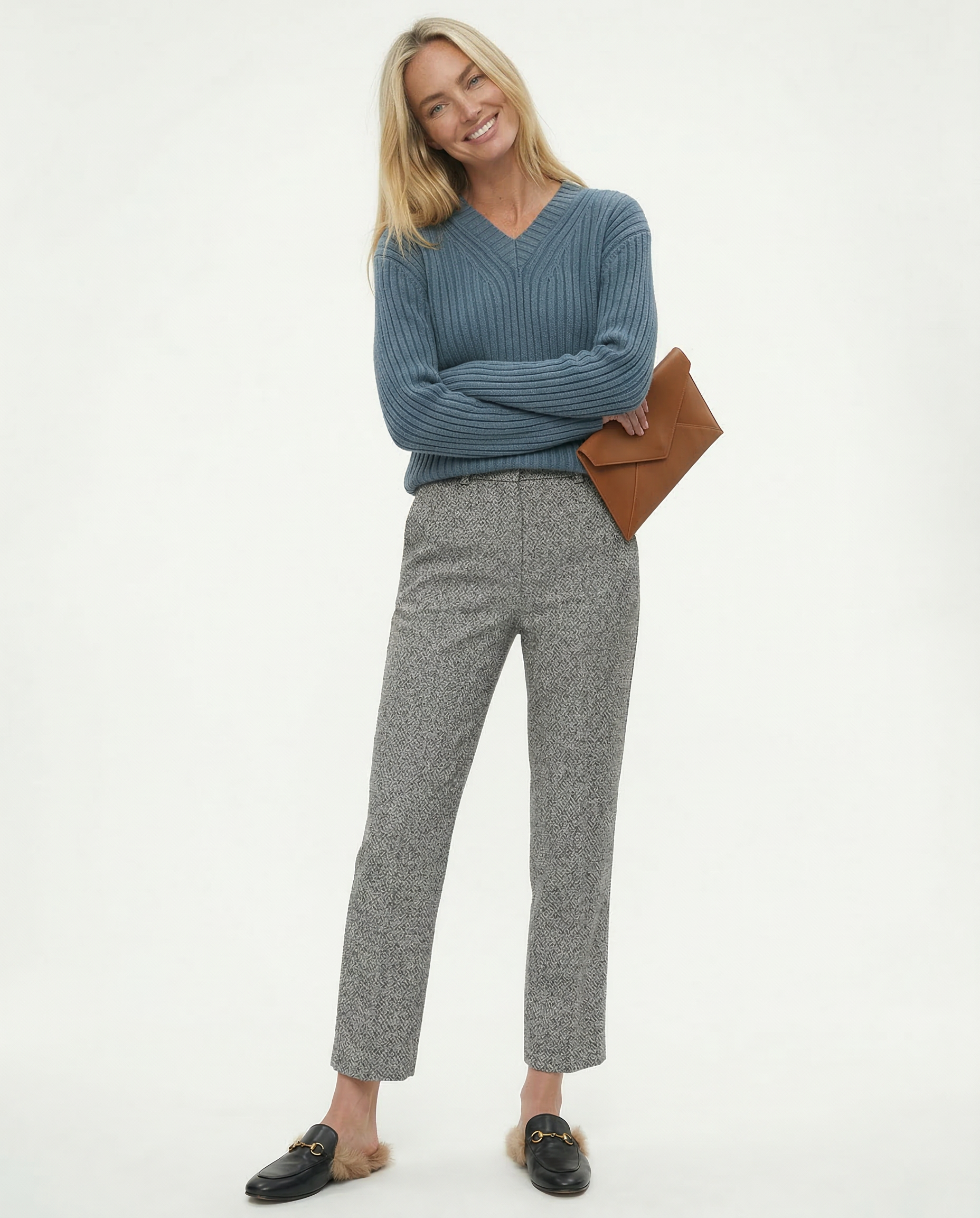 Classic Wool Trousers Women High Waist Straight Leg Elegant Chic 7