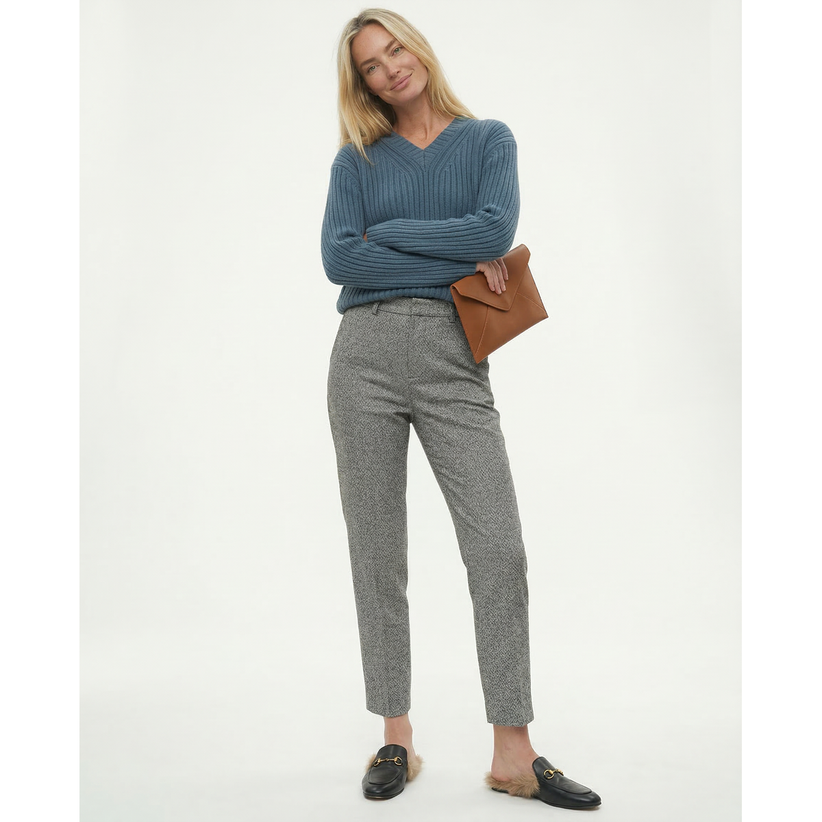 Classic Wool Trousers Women High Waist Straight Leg Elegant Chic 8