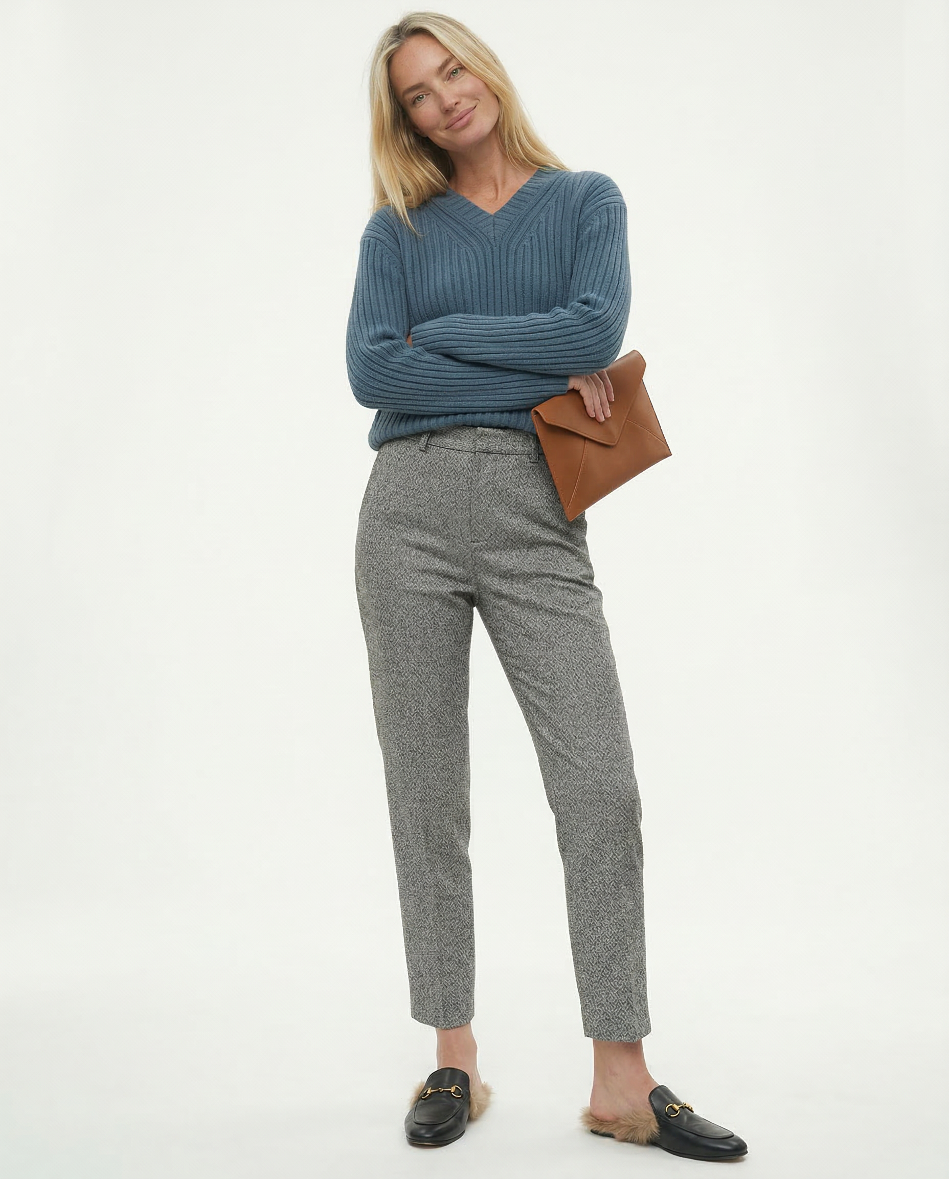 Classic Wool Trousers Women High Waist Straight Leg Elegant Chic 8