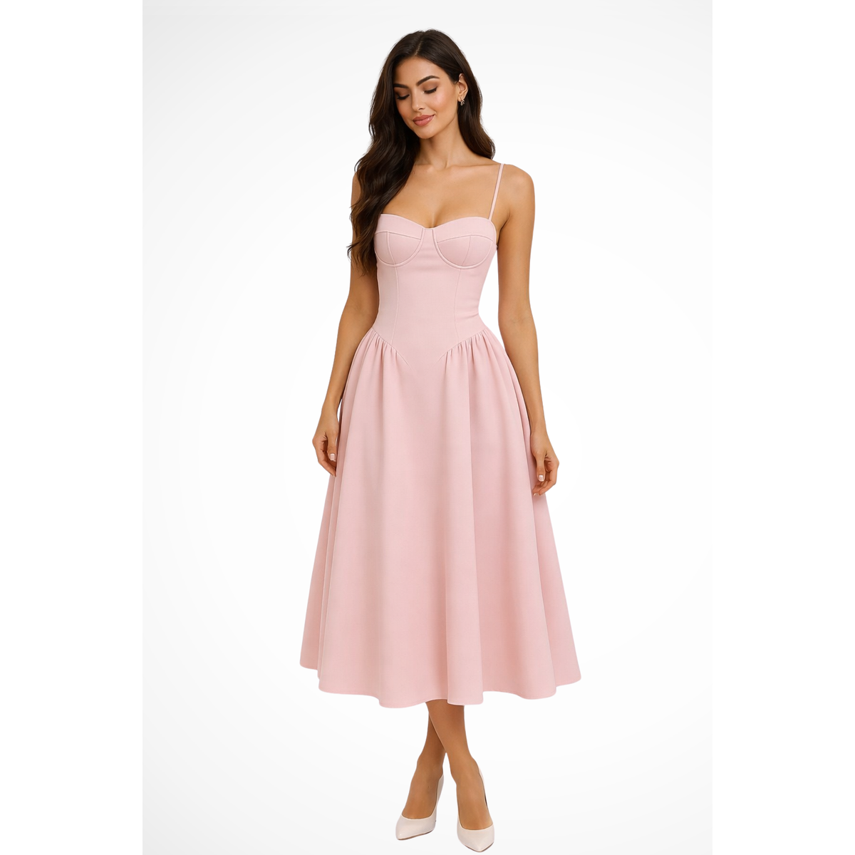 Corset Bodice A-Line Midi Dress Women's Formal Cocktail Dress Elegant for Weddings 0