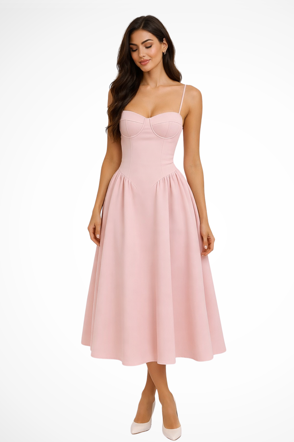 Corset Bodice A-Line Midi Dress Women's Formal Cocktail Dress Elegant for Weddings 0