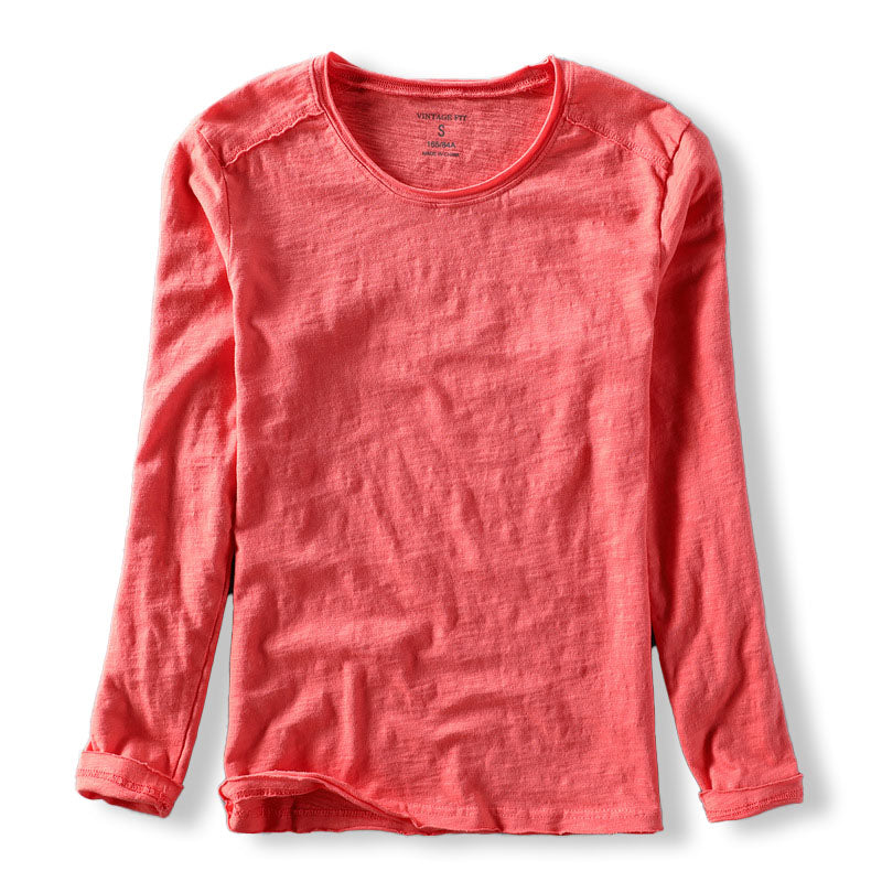 Cotton Long Sleeve Shirt Japanese Minimalist Design O-Neck Casual 2