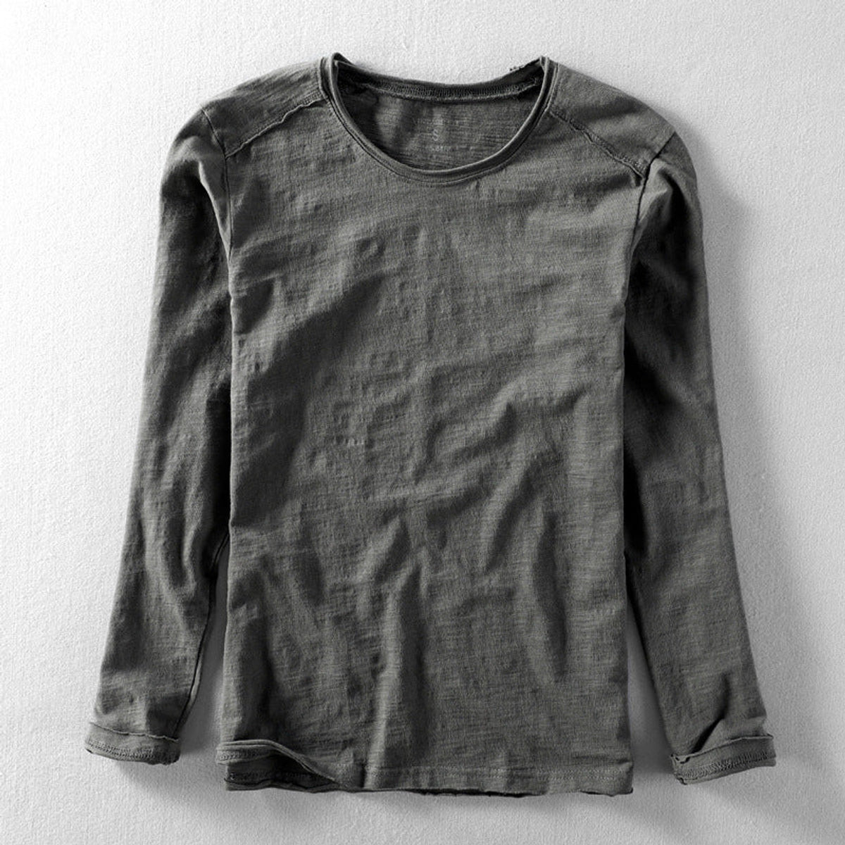 Cotton Long Sleeve Shirt Japanese Minimalist Design O-Neck Casual 3