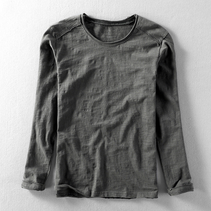 Cotton Long Sleeve Shirt Japanese Minimalist Design O-Neck Casual 3